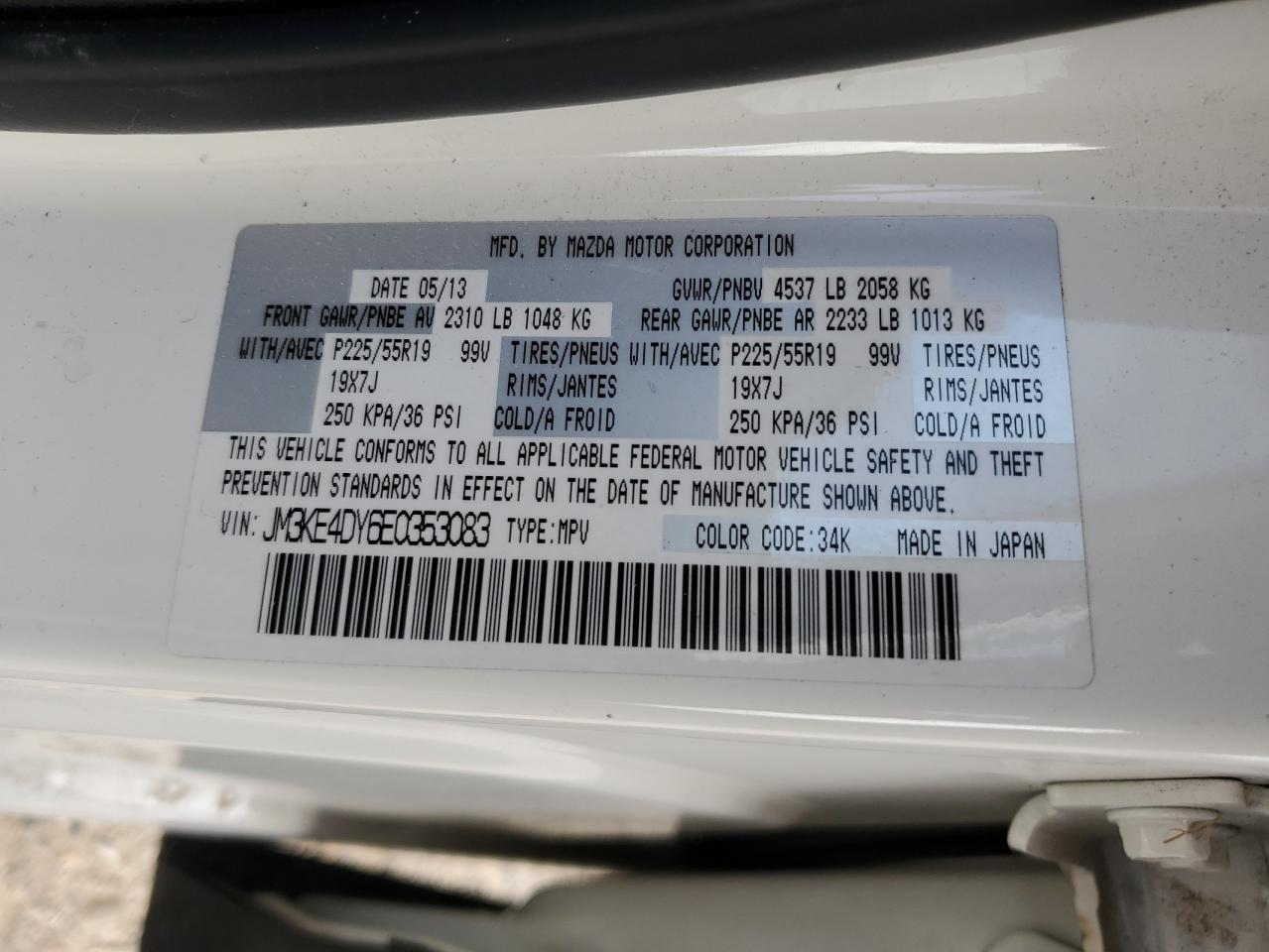 JM3KE4DY6E0353083 2014 Mazda Cx-5 Gt