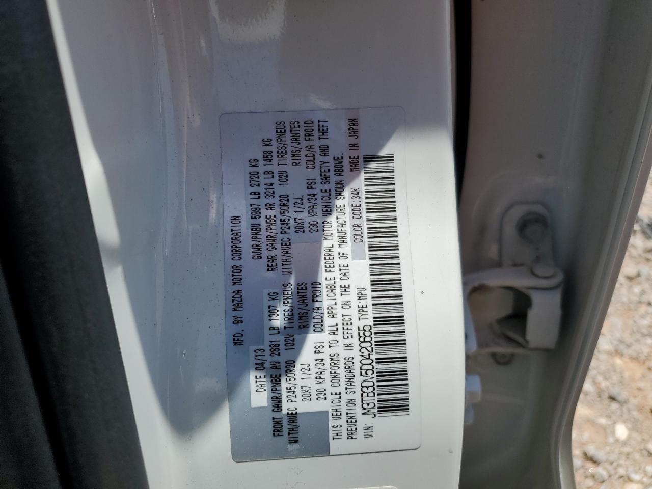 JM3TB3DV5D0420655 2013 Mazda Cx-9 Grand Touring