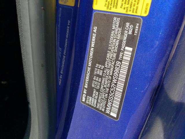 2015 Mini Cooper S Paceman VIN: WMWSS5C52FWS99839 Lot: 57186424