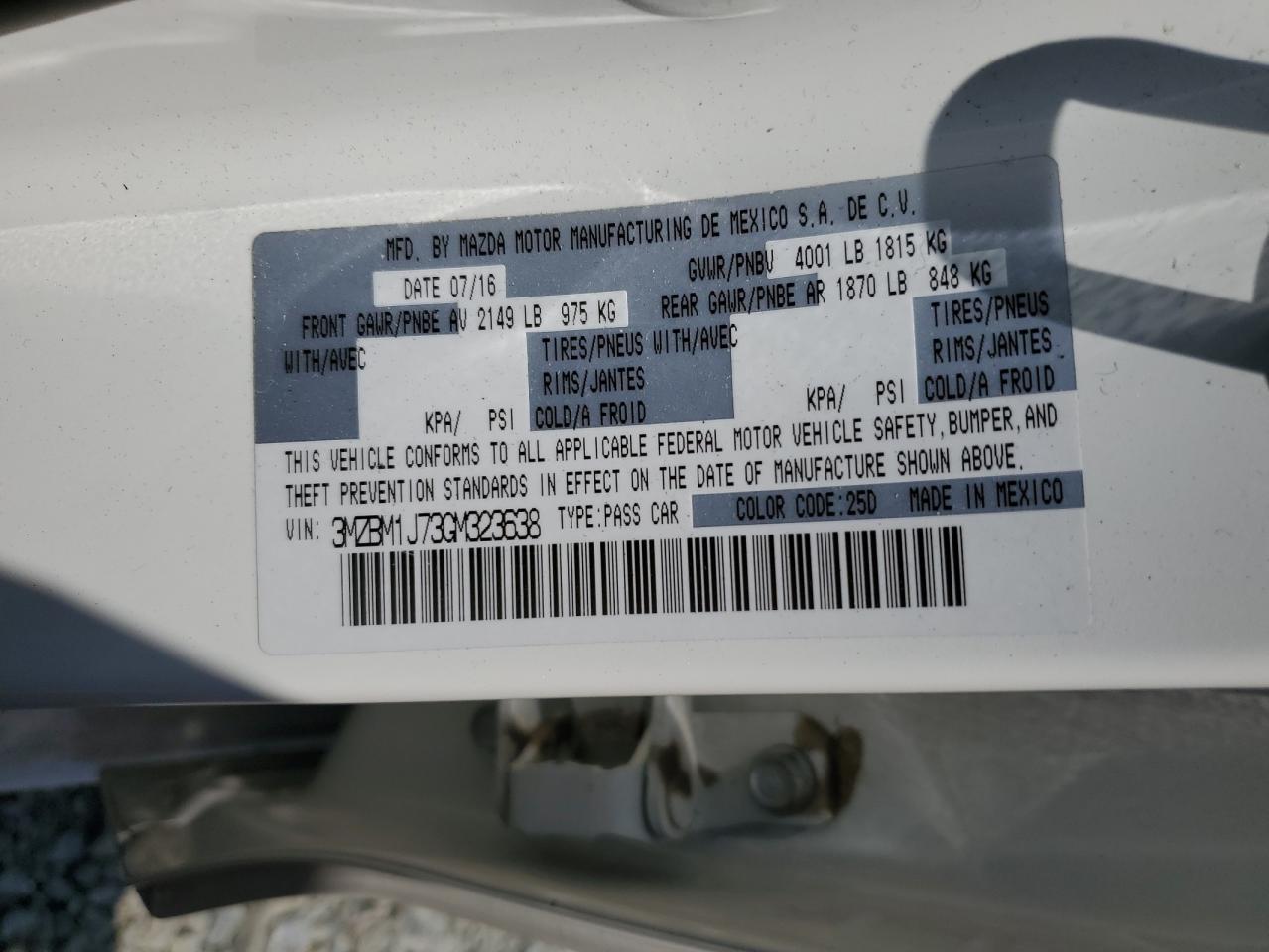 3MZBM1J73GM323638 2016 Mazda 3 Sport