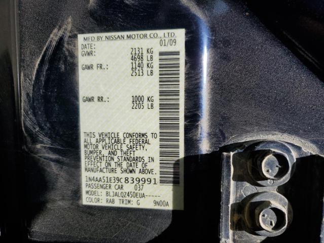 2009 Nissan Maxima S VIN: 1N4AA51E39C839991 Lot: 58977694