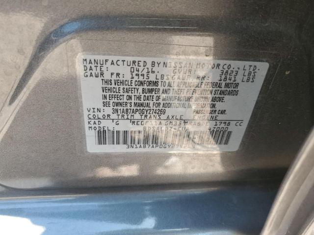 2016 Nissan Sentra S VIN: 3N1AB7AP0GY274269 Lot: 58930224