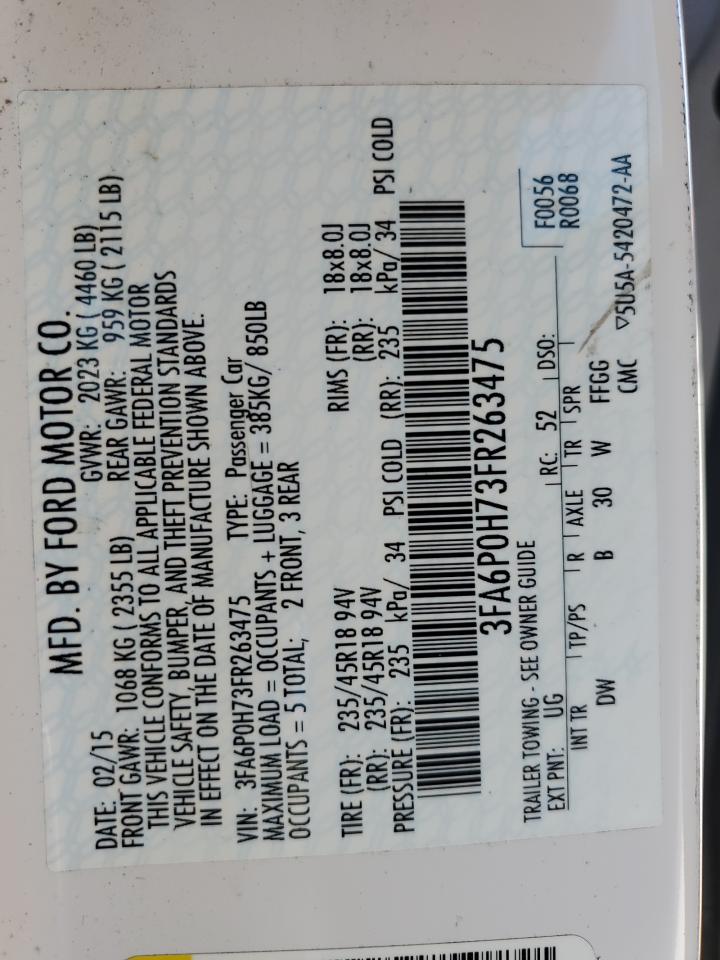 3FA6P0H73FR263475 2015 Ford Fusion Se