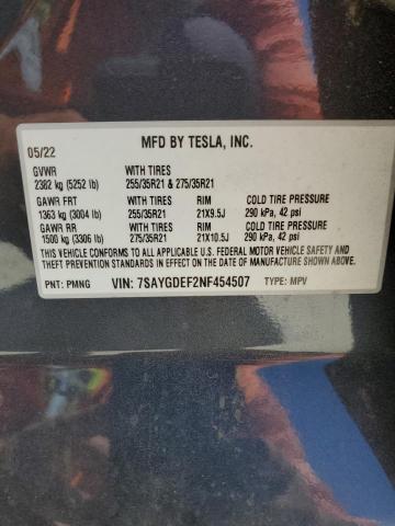 2022 Tesla Model Y VIN: 7SAYGDEF2NF454507 Lot: 60460604