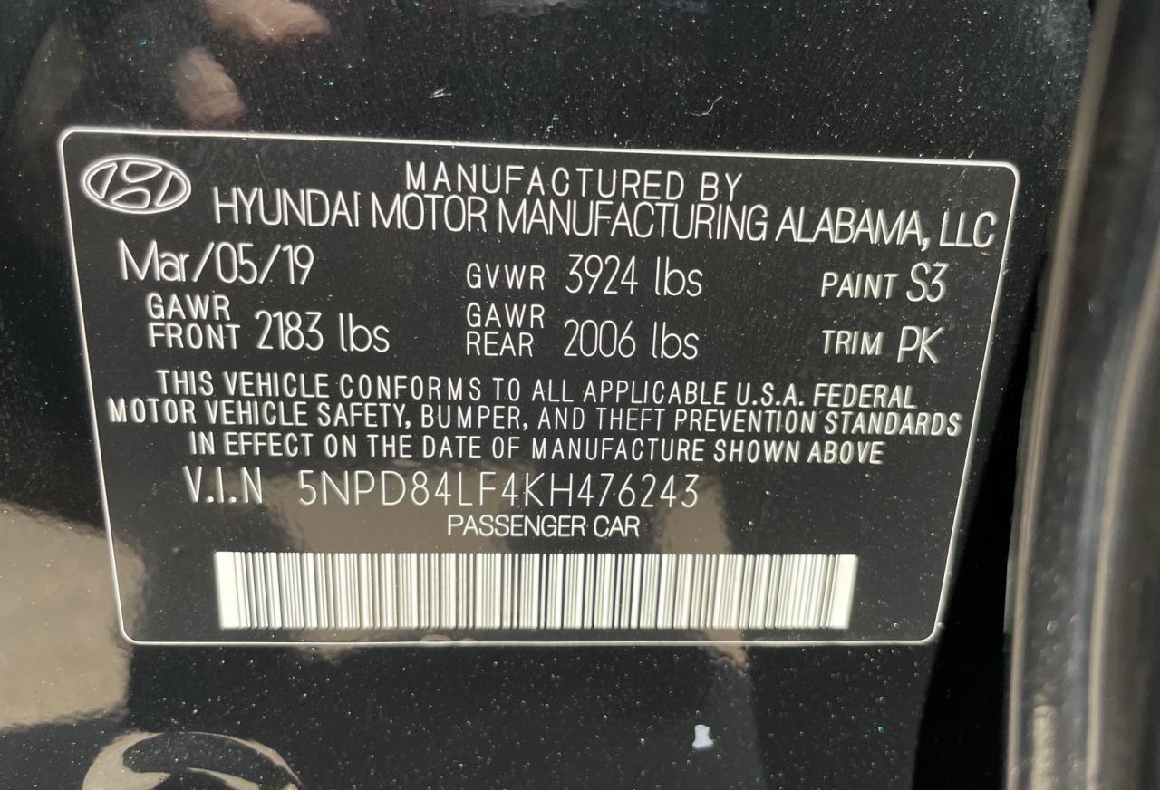 5NPD84LF4KH476243 2019 Hyundai Elantra Sel