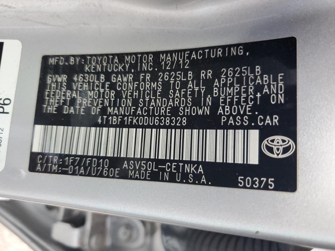 4T1BF1FK0DU638328 2013 Toyota Camry L