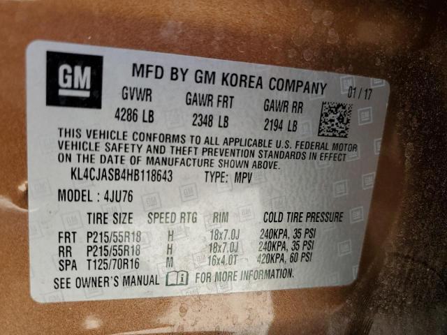 2017 Buick Encore Preferred VIN: KL4CJASB4HB118643 Lot: 52489544