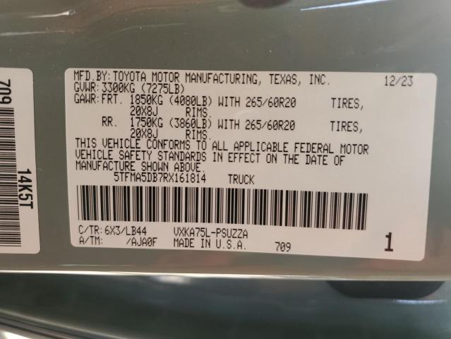 2024 Toyota Tundra Crewmax Platinum VIN: 5TFMA5DB7RX161814 Lot: 58414824