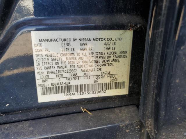 2005 Nissan Altima S VIN: 1N4AL11D75C329602 Lot: 57047344