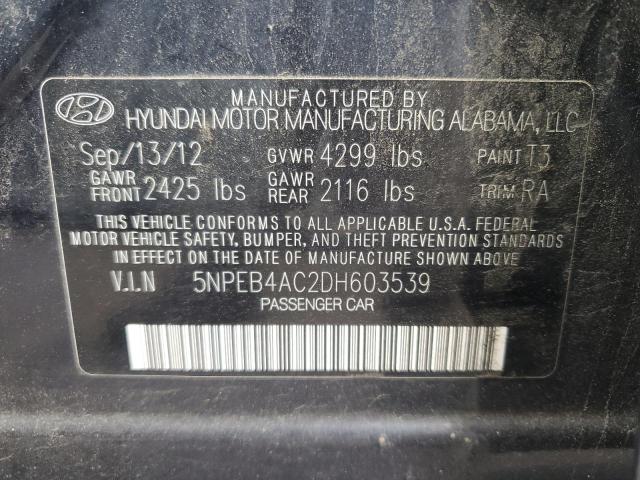 2013 Hyundai Sonata Gls VIN: 5NPEB4AC2DH603539 Lot: 60046994
