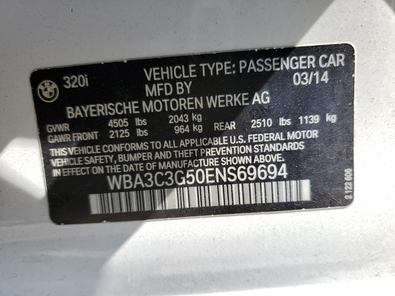 WBA3C3G50ENS69694 2014 BMW 320 I xDrive
