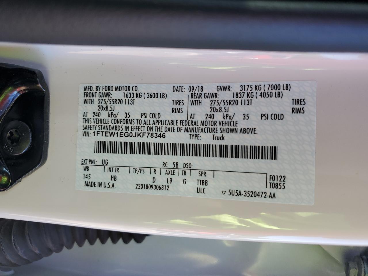 1FTEW1EG0JKF78346 FORD F-150 2018