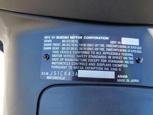 2005 SUZUKI AN400 K3 - JS1CK43A952100252