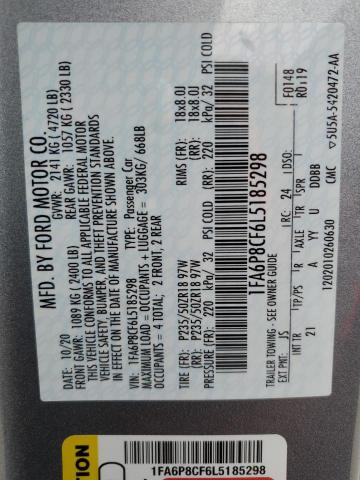 2020 Ford Mustang Gt VIN: 1FA6P8CF6L5185298 Lot: 59589444