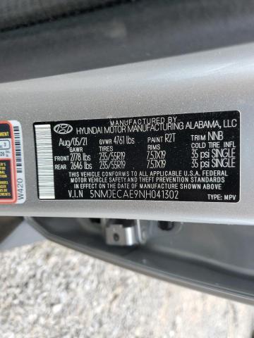 2022 Hyundai Tucson Limited VIN: 5NMJECAE9NH041302 Lot: 58651254