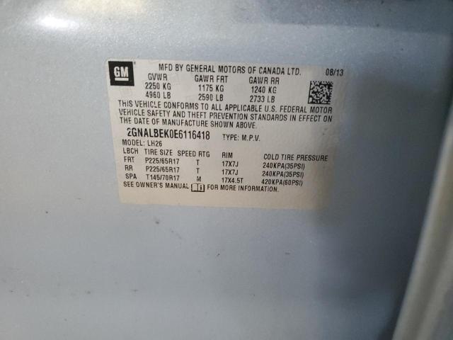 2014 Chevrolet Equinox Lt VIN: 2GNALBEK0E6116418 Lot: 57439874