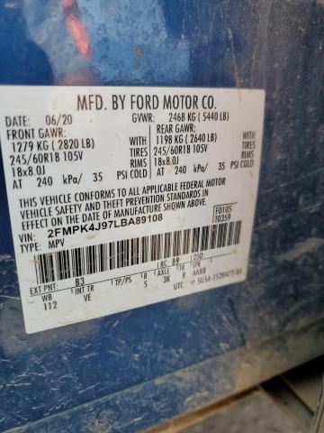 2020 Ford Edge Sel VIN: 2FMPK4J97LBA89108 Lot: 57197944