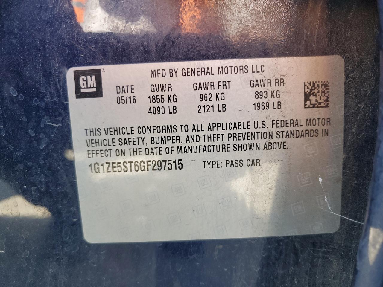 1G1ZE5ST6GF297515 2016 Chevrolet Malibu Lt