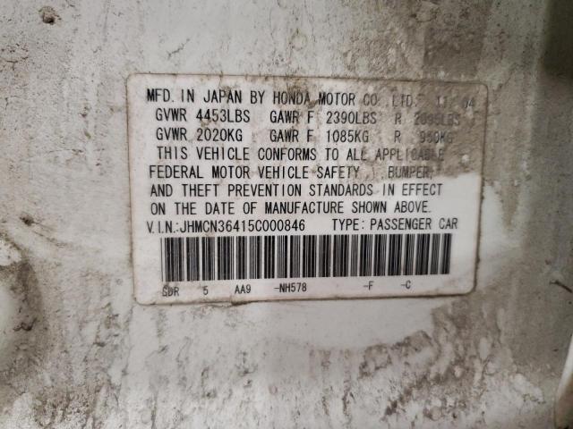 2005 Honda Accord Hybrid VIN: JHMCN36415C000846 Lot: 60299914