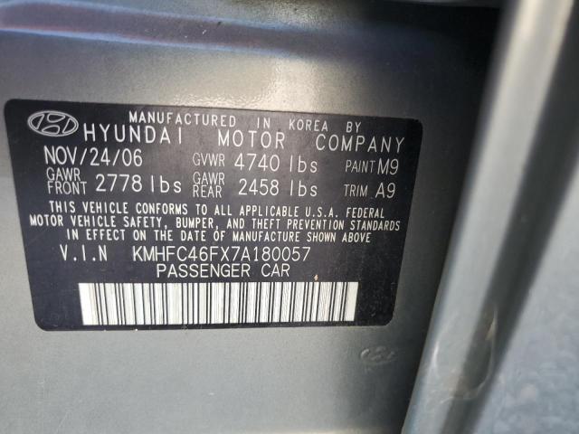 2007 Hyundai Azera Se VIN: KMHFC46FX7A180057 Lot: 59885154