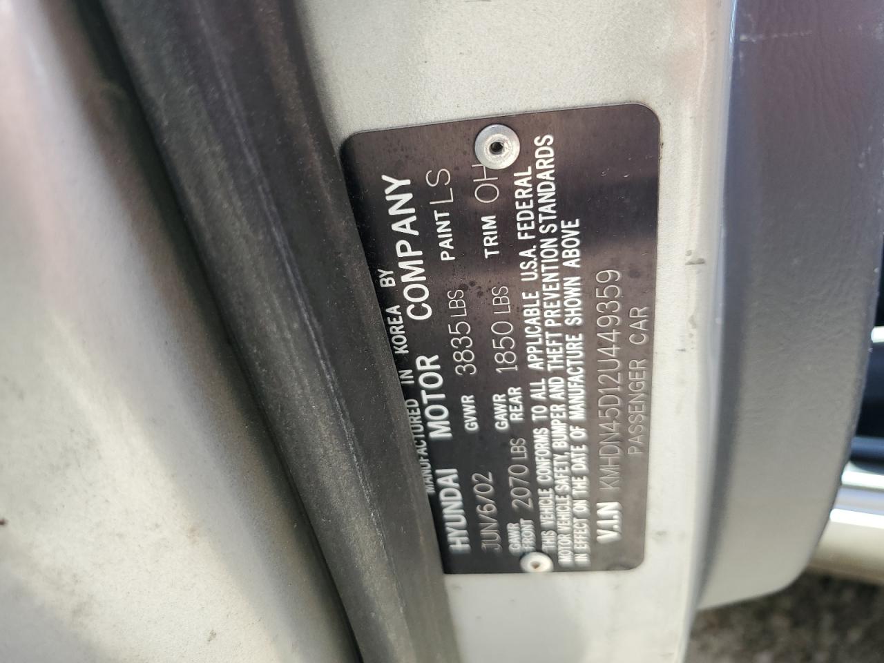 KMHDN45D12U449359 2002 Hyundai Elantra Gls