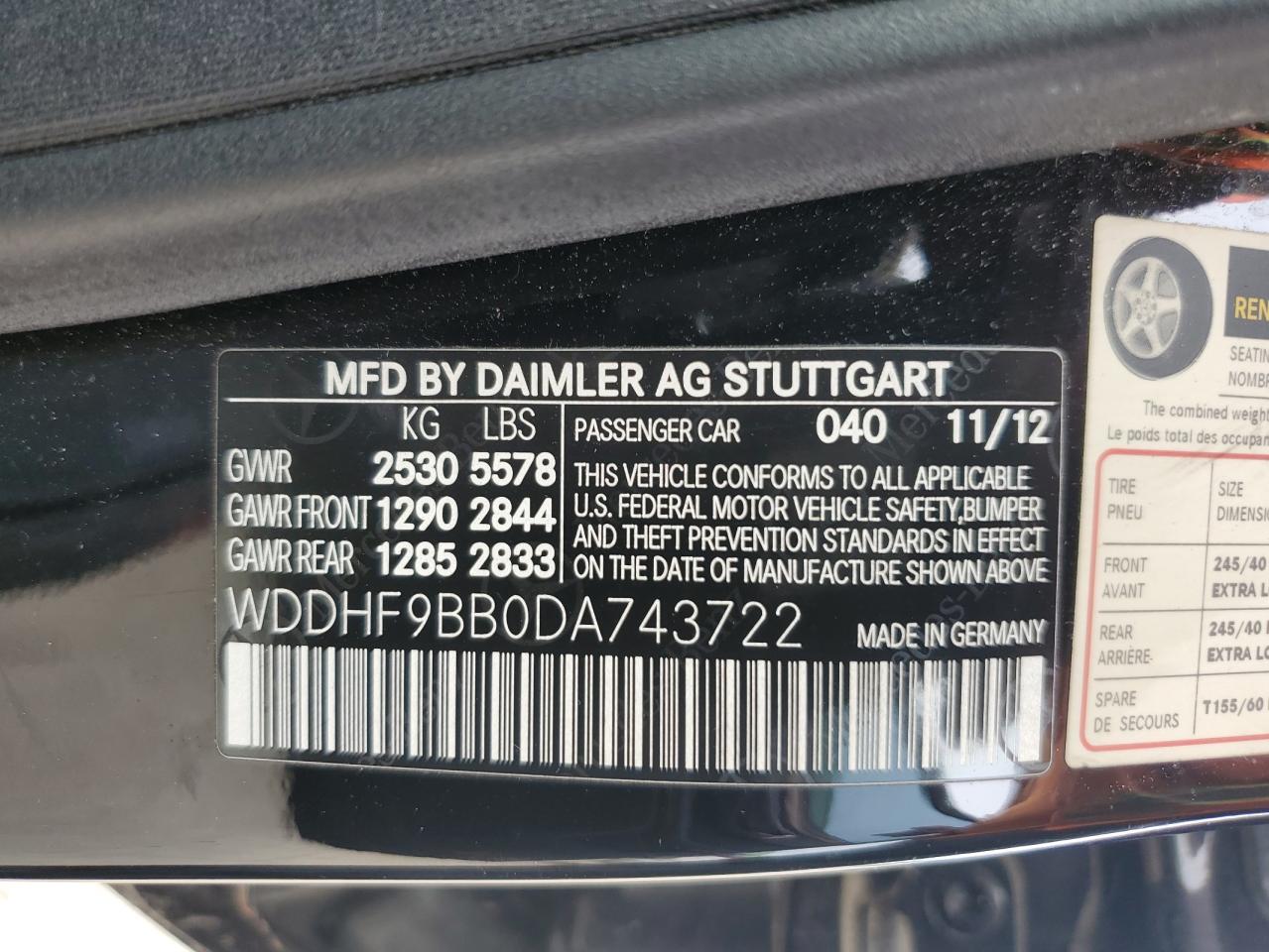 WDDHF9BB0DA743722 2013 Mercedes-Benz E 550 4Matic