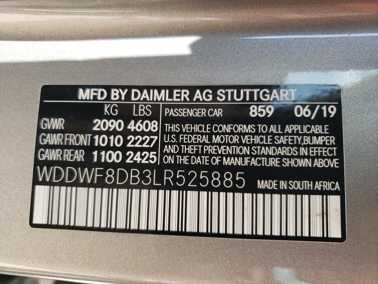 WDDWF8DB3LR525885 2020 Mercedes-Benz C 300