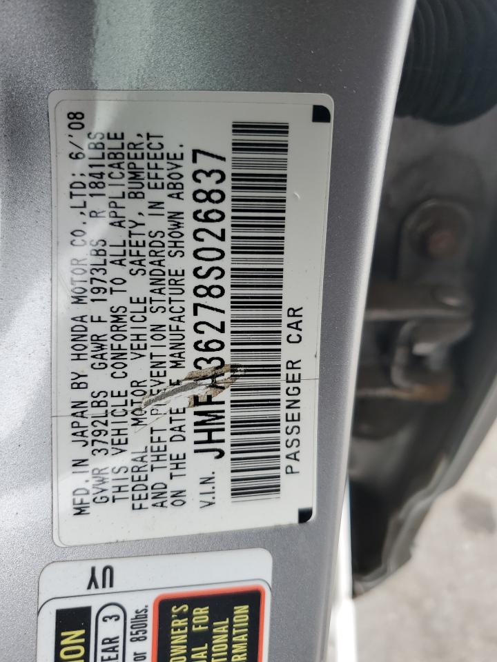 JHMFA36278S026837 2008 Honda Civic Hybrid