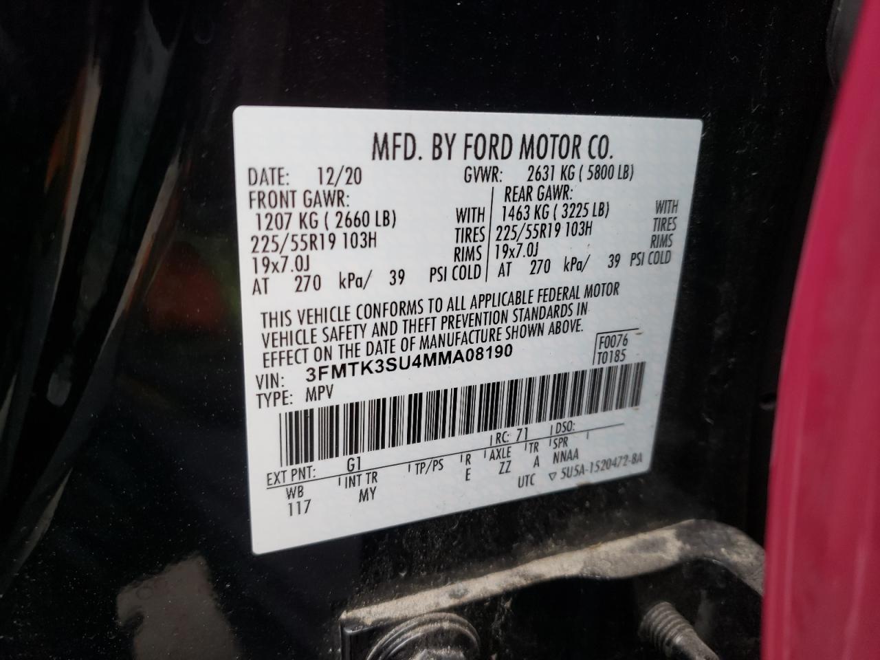 2021 Ford Mustang Mach-E Premium vin: 3FMTK3SU4MMA08190