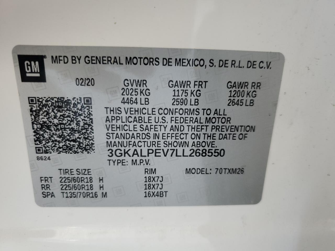 2020 GMC Terrain Slt vin: 3GKALPEV7LL268550