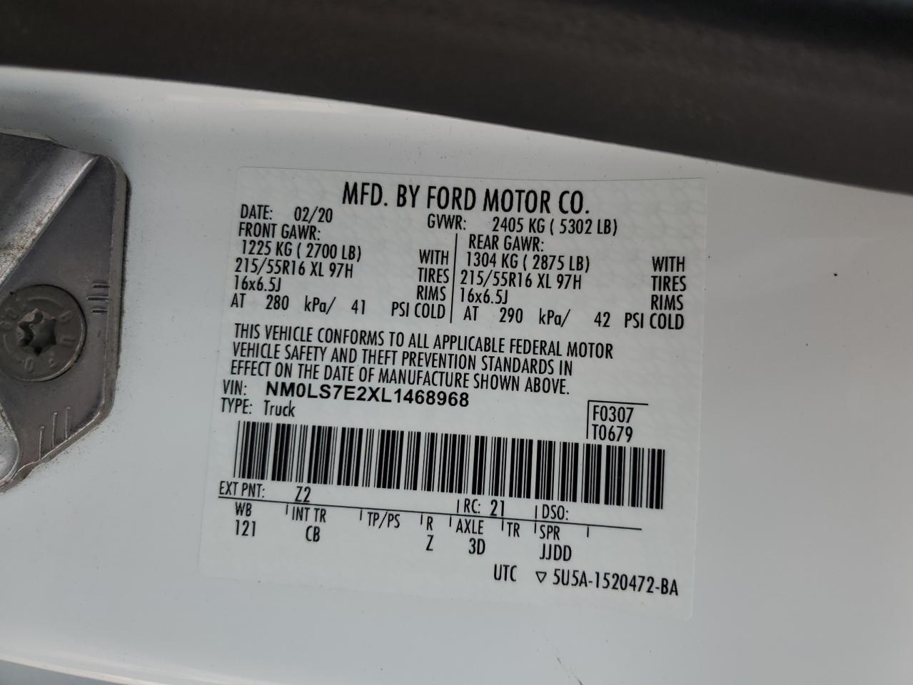 NM0LS7E2XL1468968 FORD TRANSIT 2020