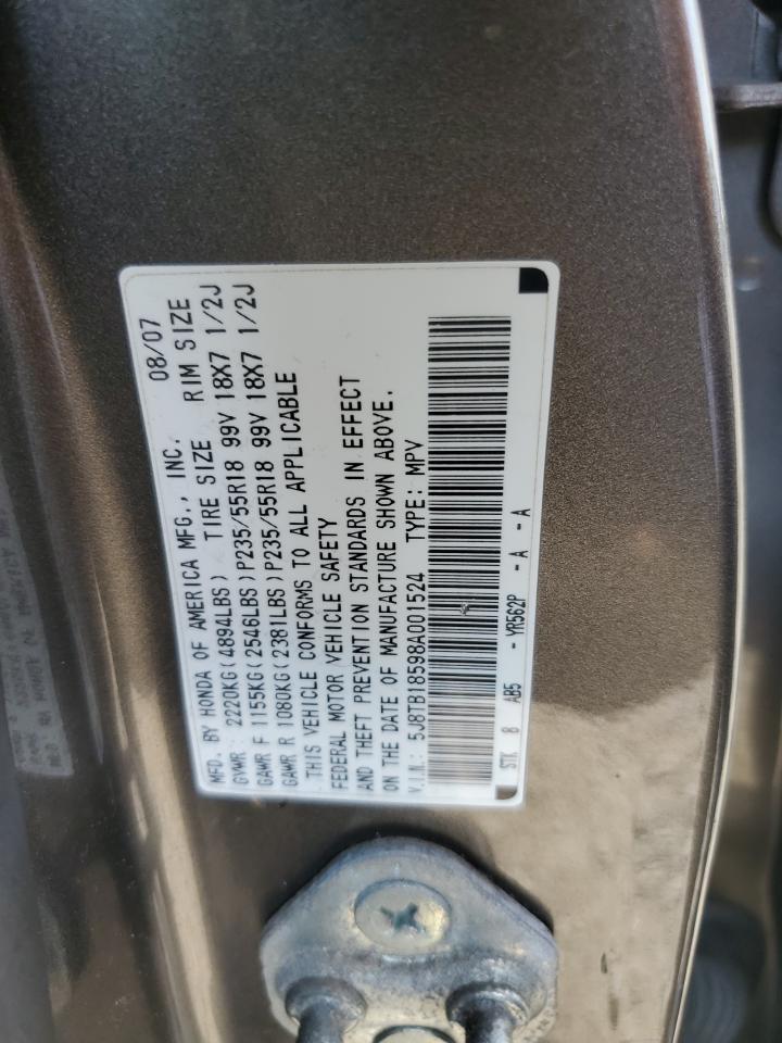 5J8TB18598A001524 2008 Acura Rdx Technology
