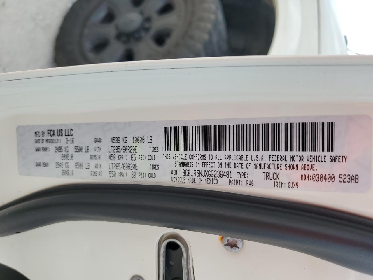 3C6UR5NJXGG236481 2016 Ram 2500 Laramie