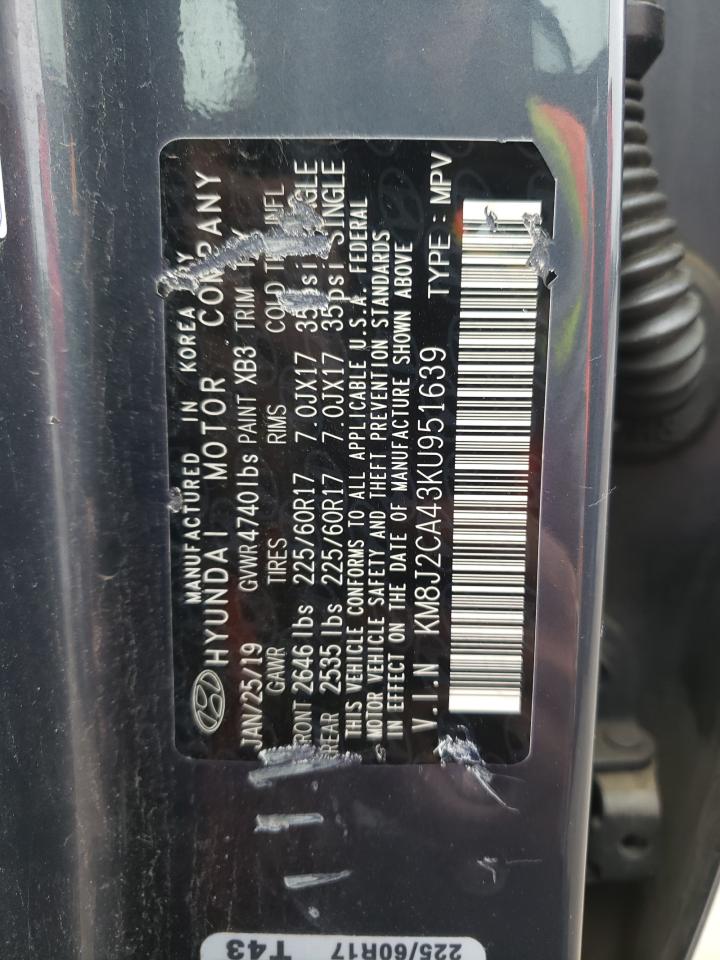 KM8J2CA43KU951639 2019 Hyundai Tucson Se