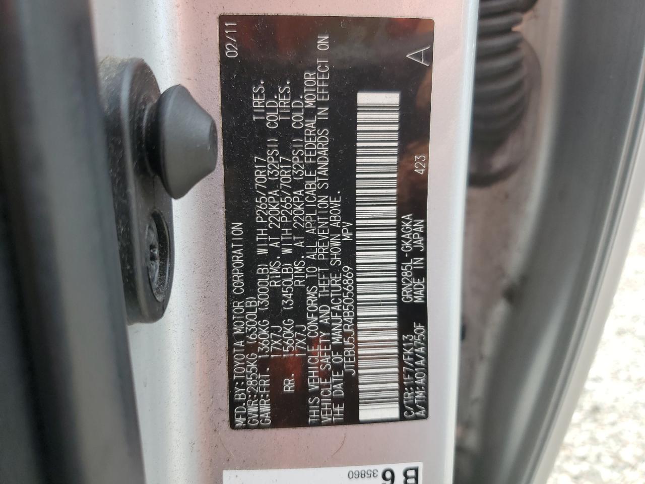 JTEBU5JR4B5056869 2011 Toyota 4Runner Sr5