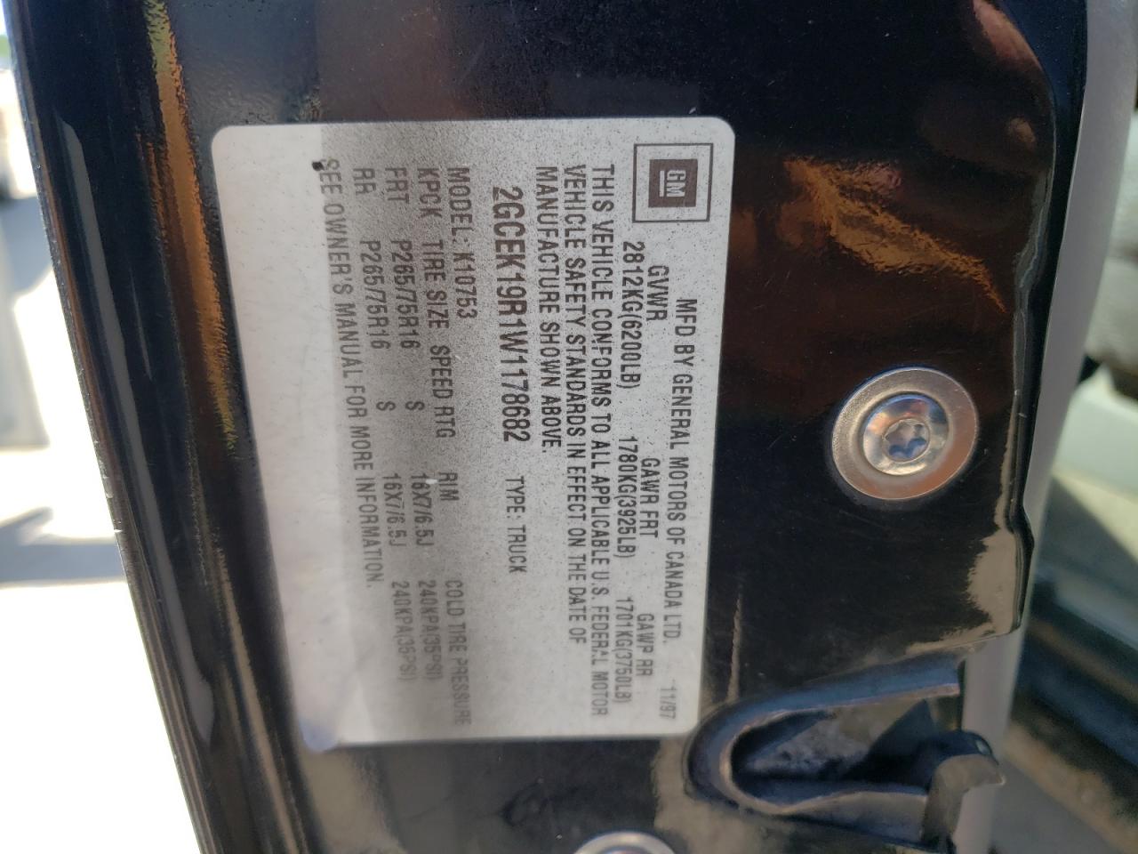 2GCEK19R1W1178682 1998 Chevrolet Gmt-400 K1500