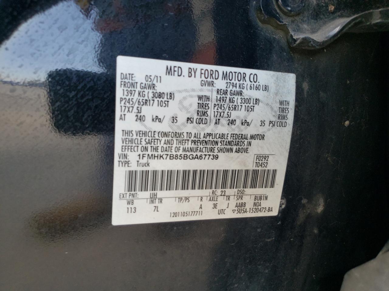 1FMHK7B85BGA67739 2011 Ford Explorer