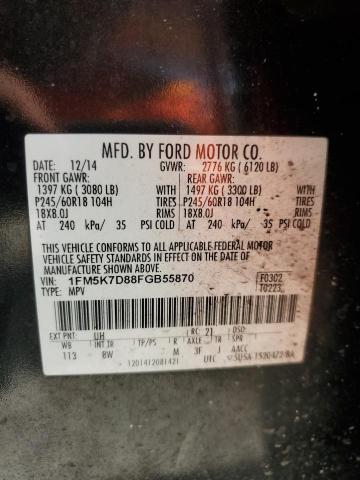 2015 Ford Explorer Xlt VIN: 1FM5K7D88FGB55870 Lot: 60442284