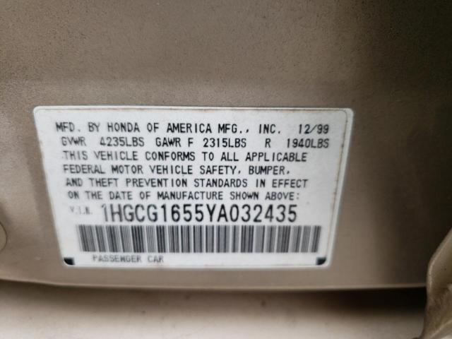 2000 Honda Accord Ex VIN: 1HGCG1655YA032435 Lot: 57301934