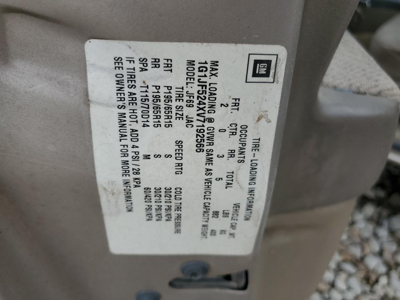 1G1JF524XV7192566 1997 Chevrolet Cavalier Ls