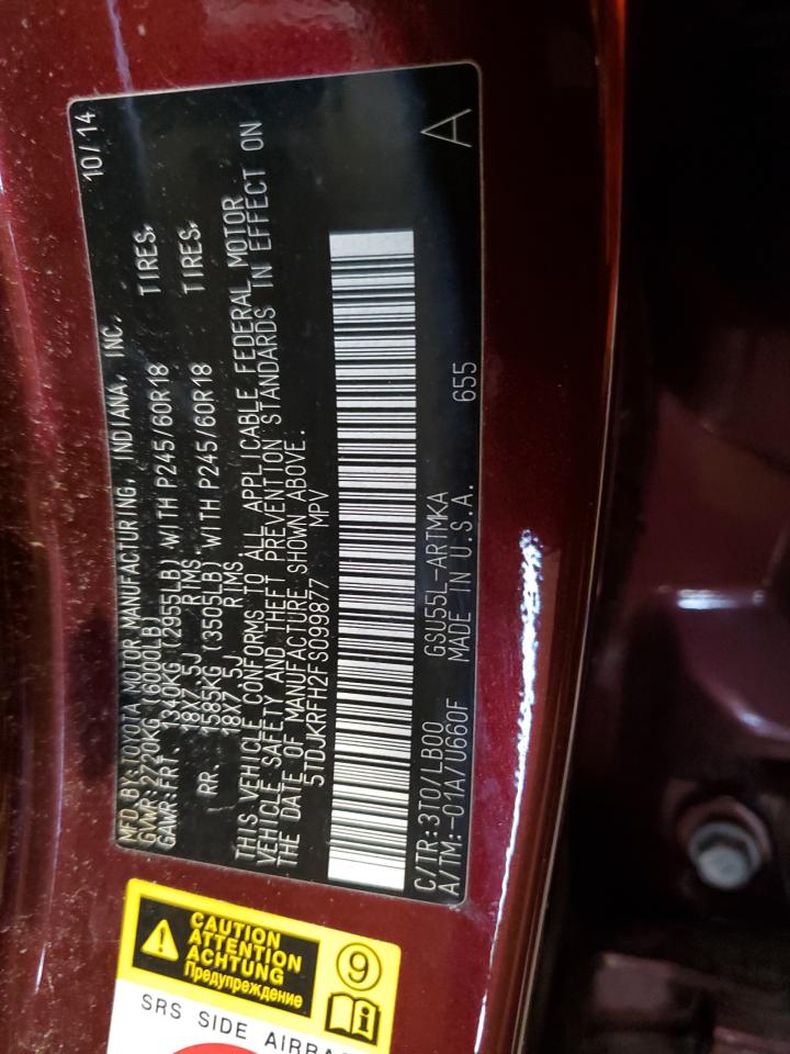 5TDJKRFH2FS099877 2015 Toyota Highlander Xle