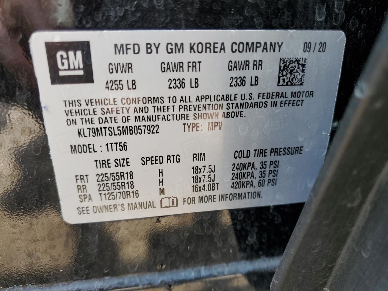 KL79MTSL5MB057922 2021 Chevrolet Trailblazer Rs