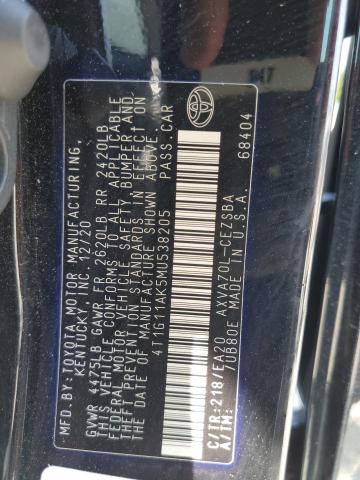 VIN 4T1G11AK5MU538205 2021 Toyota Camry, SE no.12