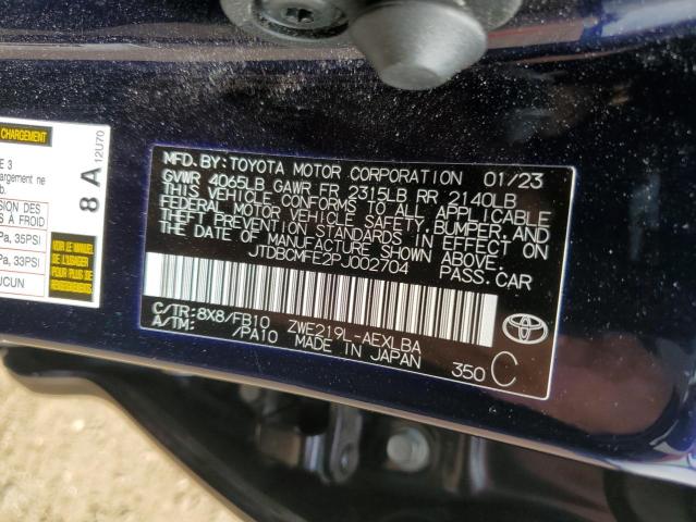 2023 Toyota Corolla Le VIN: JTDBCMFE2PJ002704 Lot: 57884774