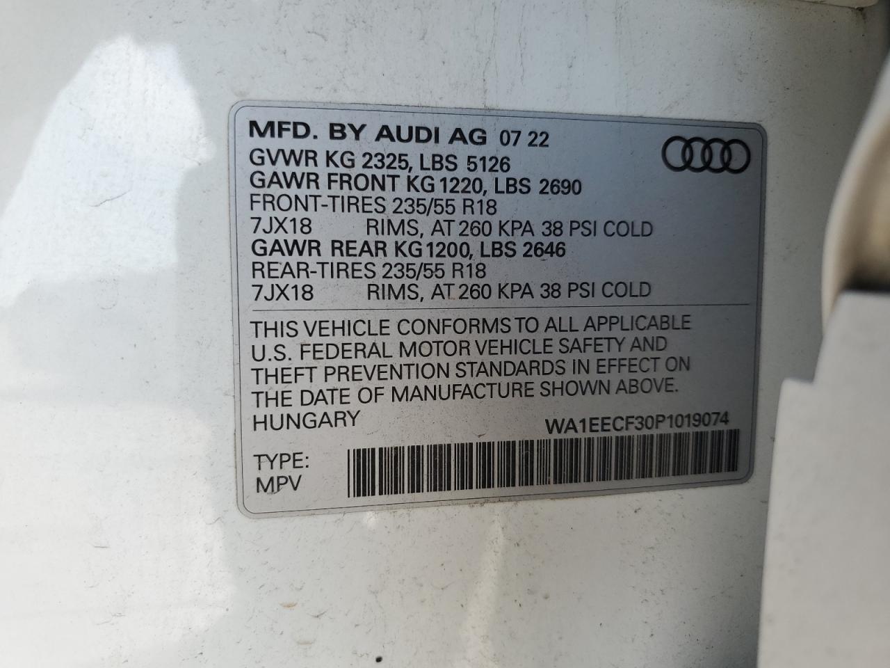 WA1EECF30P1019074 2023 Audi Q3 Premium Plus S Line 45