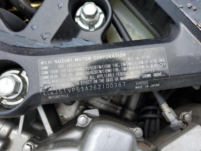 2006 Suzuki Sv650 VIN: JS1VP53A262100367 Lot: 57727784