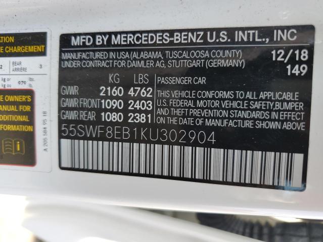 VIN 55SWF8EB1KU302904 2019 Mercedes-Benz C-Class, 3... no.12