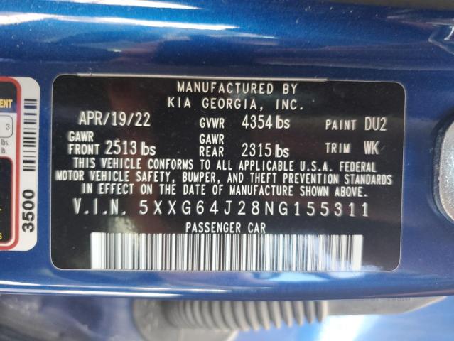 2022 Kia K5 Gt Line VIN: 5XXG64J28NG155311 Lot: 57166944