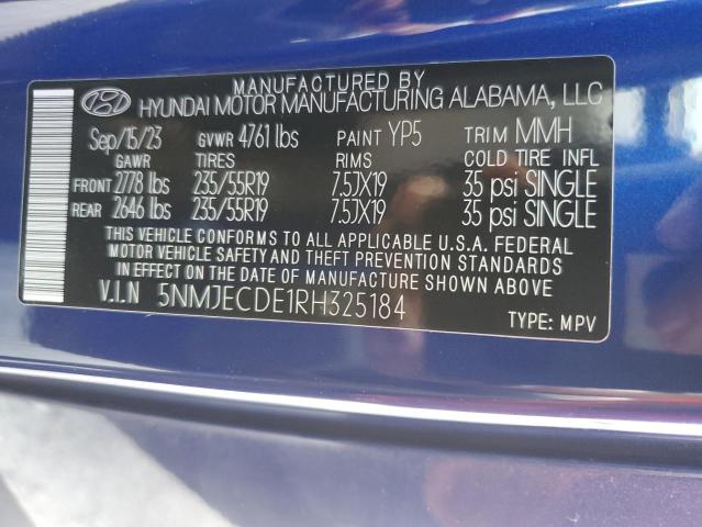 2024 Hyundai Tucson Limited VIN: 5NMJECDE1RH325184 Lot: 55340884