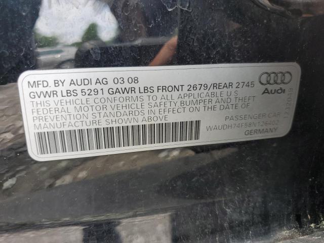 2008 Audi A6 3.2 Quattro VIN: WAUDH74F58N126402 Lot: 58423864